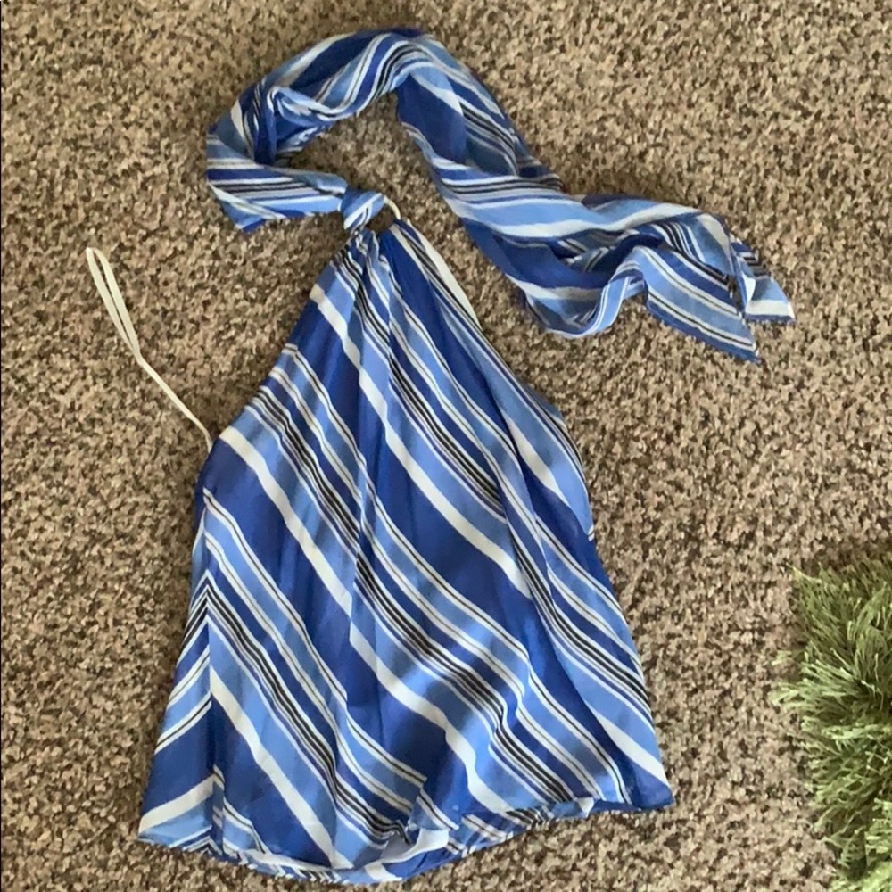 Halter blouse color: royal/navy/white